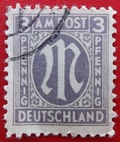 Лот: 18918829. Фото: 1. (№3906) марка "М" (3 пфеннига... Марки