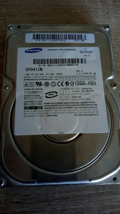 Лот: 13898846. Фото: 1. Жёсткий диск Samsung SP0411N. Жёсткие диски (HDD)