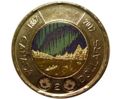 Лот: 19460667. Фото: 1. Монета 2 доллара. Канада 2017... Америка