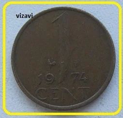 Лот: 17421745. Фото: 1. Нидерланды 1 цент 1974 (12). Европа