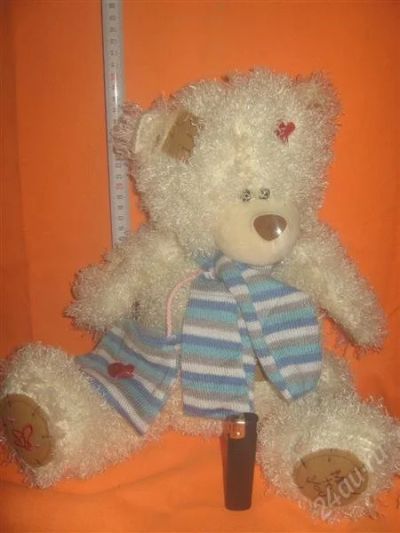 Лот: 1452343. Фото: 1. Белый Teddy Bear с шарфиком и... Мягкие