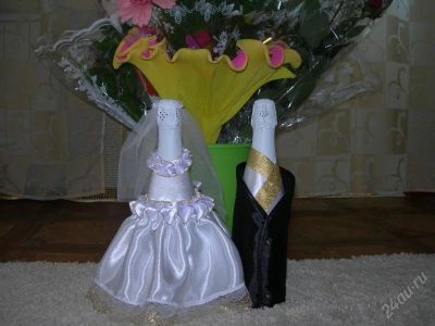 Лот: 1064225. Фото: 1. Свадебное украшение на шампанское... Свадебная атрибутика и декор