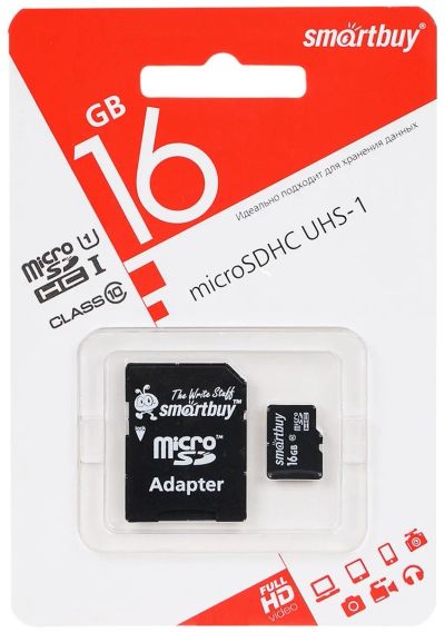 Лот: 19299072. Фото: 1. Карта памяти 16Gb Micro SDHC SmartBuy... Карты памяти