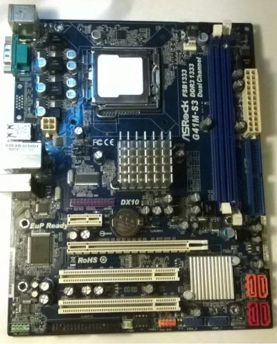 Лот: 7930286. Фото: 1. Материнская плата ASRock G41M-S3... Материнские платы