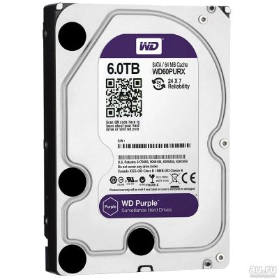 Лот: 17874969. Фото: 1. 3.5" 6Tb Western Digital WD60PURX. Жёсткие диски (HDD)