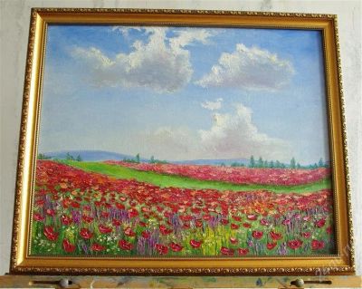 Лот: 1654758. Фото: 1. Картина "Маковое поле". Картины, гравюры