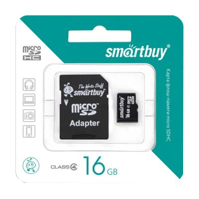 Лот: 11759619. Фото: 1. MicroSD 16 Gb Smart Buy+SD адаптер. Карты памяти