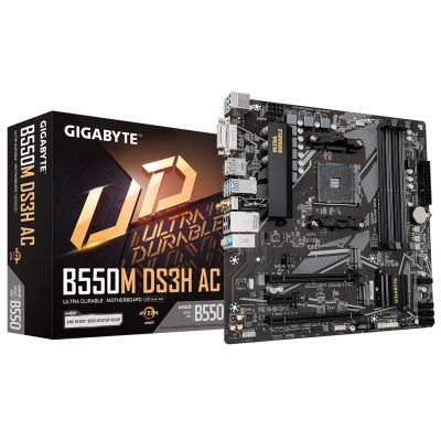 Лот: 25200403. Фото: 1. Gigabyte B550M DS3H AC WiFi Новая... Материнские платы