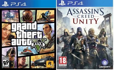 Лот: 5357868. Фото: 1. GTA V + Assassin's Creed Unity... Игры для консолей
