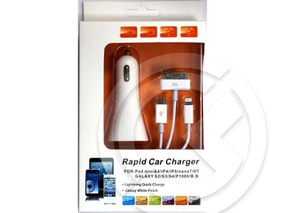 Лот: 13960461. Фото: 1. АЗУ Rapid Car Charger 4в1 (АЗУ... Зарядные устройства, блоки питания, адаптеры сетевые для смартфонов