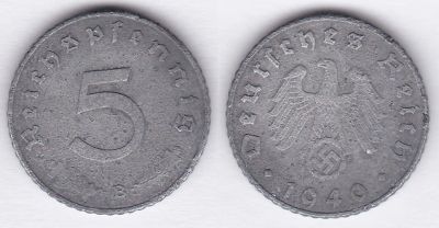 Лот: 3273772. Фото: 1. Германия 5 пфенигов 1940В. Германия и Австрия