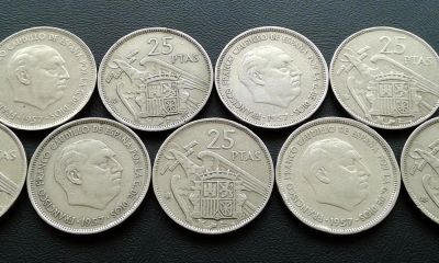 Лот: 10375373. Фото: 1. 14 монет Испании ( 25ptas ) -... Наборы монет