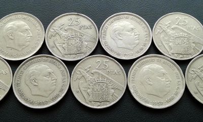 Лот: 11956783. Фото: 1. 14 монет Испании ( 25ptas ) -... Наборы монет