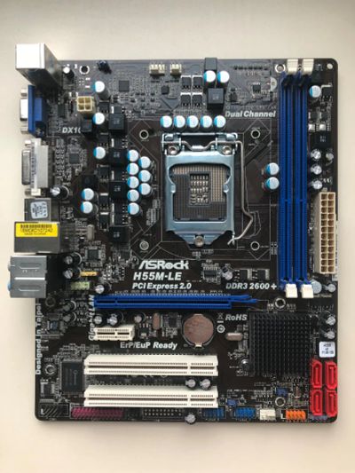 Лот: 24877172. Фото: 1. MB ASRock H55M-LE (iH55). Материнские платы