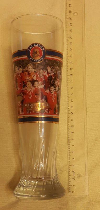Лот: 25043186. Фото: 1. Пивной бокал Paulaner /FC Bavaria... Кружки, стаканы, бокалы