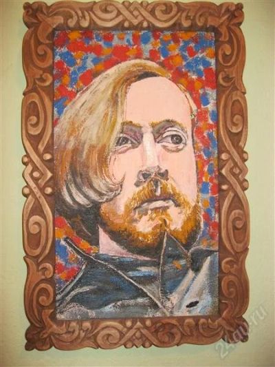 Лот: 1481604. Фото: 1. Портрет Егора Летова в резной... Картины, гравюры