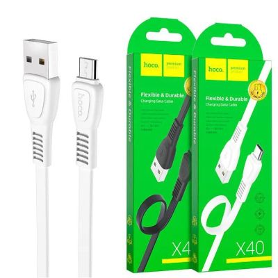 Лот: 22150220. Фото: 1. Кабель HOCO X40 microUSB 1m (White... Дата-кабели, переходники