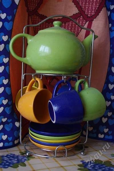 Лот: 2002456. Фото: 1. чайный набор - чайник,6 кружек... Сервизы, наборы посуды