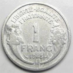 Лот: 360956. Фото: 1. Франция. 1 франк 1945г. (2). Европа