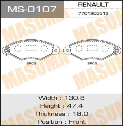 Лот: 18590861. Фото: 1. Колодки дисковые masuma renault... Тормозная система