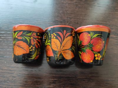 Лот: 14953481. Фото: 1. 3 деревянных стаканчика. Кухонные аксессуары