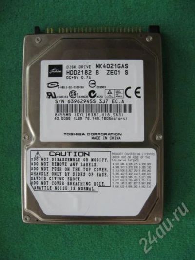 Лот: 689396. Фото: 1. hdd (винчестер) Toshiba 40 Gb... Жёсткие диски (HDD)