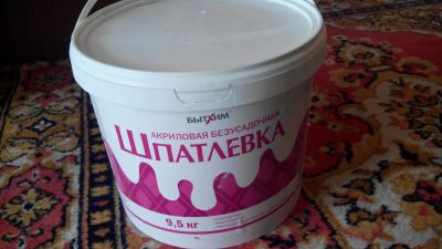 Лот: 4125511. Фото: 1. Ведро акриловой безусадочной шпатлевки... Смеси, шпатлевки, цемент