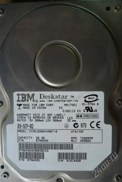 Лот: 918419. Фото: 1. HDD 20Gb IBM UDMA66 7200rpm. Жёсткие диски (HDD)
