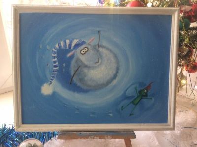 Лот: 12679534. Фото: 1. картина маслом Новогоднее приключение... Картины, рисунки