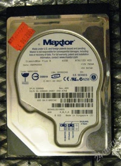 Лот: 2205417. Фото: 1. HDD 40 Gb IDE Maxtor DiamondMax... Жёсткие диски (HDD)