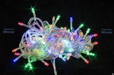 Лот: 16903167. Фото: 1. Нить 100LED мульти 7 м, прозрачный-провод... Гирлянды, шарики, новогодние аксессуары