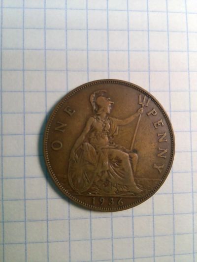 Лот: 18724138. Фото: 1. 1 пенни 1936 Великобритания. Европа