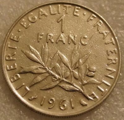 Лот: 7742516. Фото: 1. 1 франк 1961 Франция. Европа
