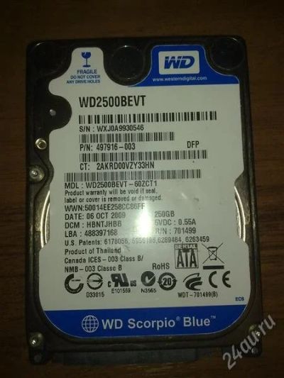 Лот: 2497514. Фото: 1. Western Digital Scorpio Blue 2500. Жёсткие диски (HDD)