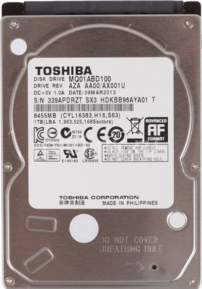 Лот: 14580760. Фото: 1. Жесткий диск HDD Toshiba MQ01ABD100. Жёсткие диски (HDD)