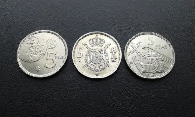 Лот: 8065380. Фото: 1. 15 монет Испании ( 5pt ) - Одним... Наборы монет