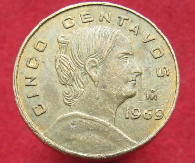 Лот: 15293064. Фото: 1. Мексика 5 сентаво, 1969г. Остальные страны