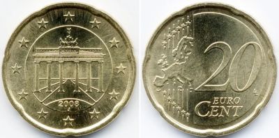 Лот: 4083959. Фото: 1. Германия. 20 евроцентов, 2002г... Германия и Австрия