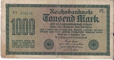 Лот: 15517187. Фото: 1. 1000 марок 1922 г. Германия... Германия и Австрия