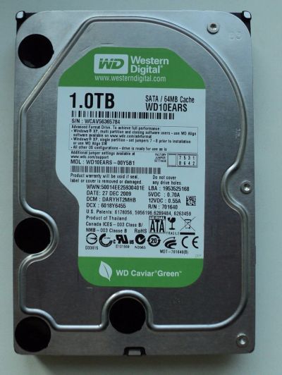 Лот: 15253630. Фото: 1. WD Green 1.0TB. Жёсткие диски (HDD)