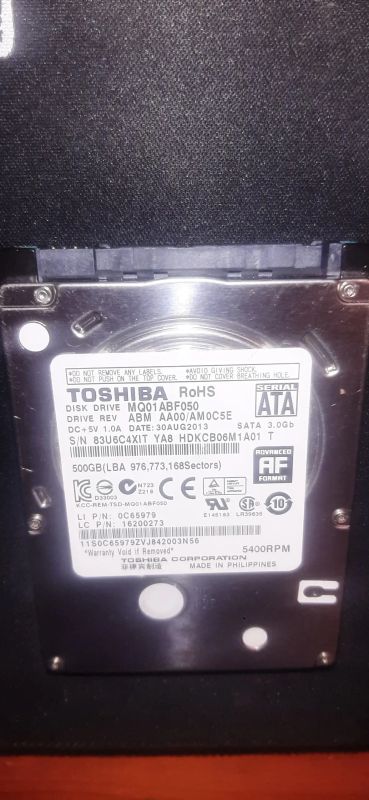 Лот: 25234686. Фото: 1. Жесткий диск 2.5" HDD 500Gb Toshiba... Жёсткие диски (HDD)