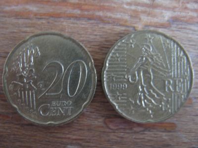 Лот: 18623842. Фото: 1. Франция 20 евроцентов 1999 года... Европа