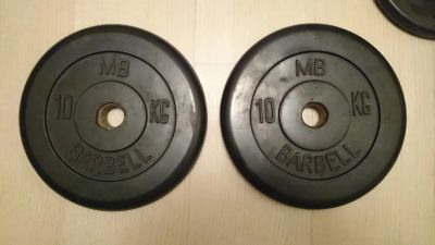 Лот: 6511360. Фото: 1. Блины Barbell 10kg (2 блина). Штанги, блины