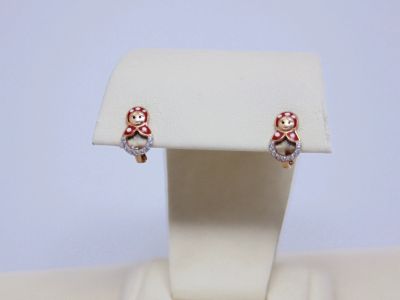 Лот: 15273545. Фото: 1. ЗОЛОТЫЕ СЕРЬГИ С ФИАНИТАМИ 1,58... Серьги, каффы