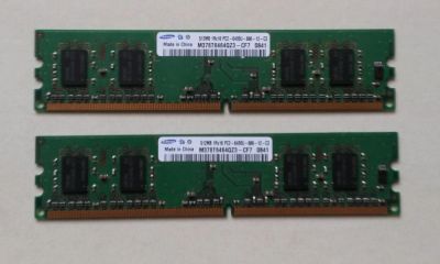 Лот: 3964373. Фото: 1. Samsung DDR2 512mb * 2шт. Оперативная память