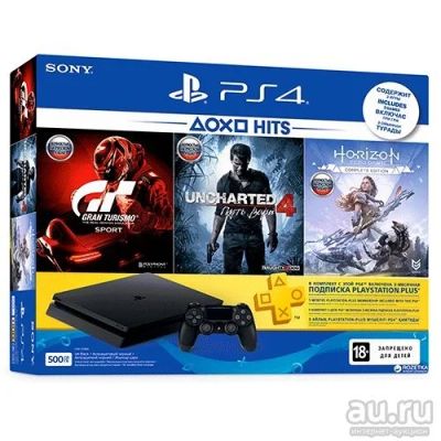 Лот: 13376164. Фото: 1. PlayStation 4 500GB +3 игры+2... Игровые приставки, консоли