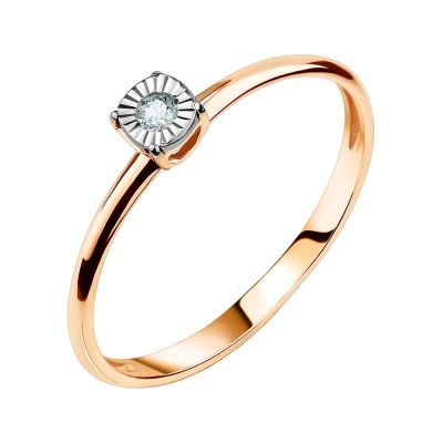 Лот: 23823162. Фото: 1. Золотое кольцо с бриллиантом и... Кольца, перстни