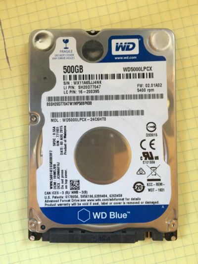 Лот: 9857153. Фото: 1. Жёсткий диск 500gb wd5000lpcx. Другое (комплектующие)