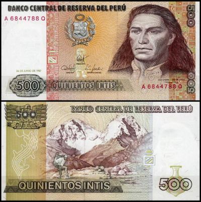 Лот: 19036047. Фото: 1. Перу 500 инти 1987г. Америка