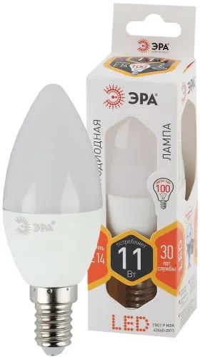 Лот: 24526158. Фото: 1. Светодиодная лампа ЭРА LED B35-11W-827-E14. Лампочки